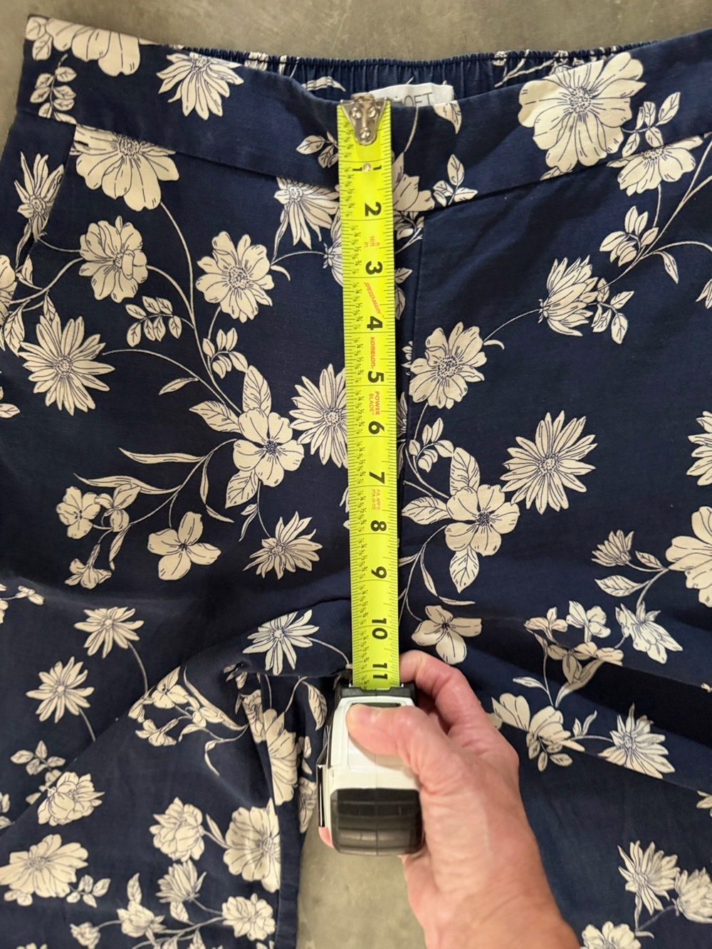 LOFT Navy Blue Floral Wide-Leg Pants - Picture 8 of 10